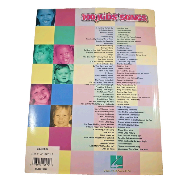 100 Kids Songs Music Book Piano Vocal Guitar Chords Classic Traditional Children - Picture 3 of 6